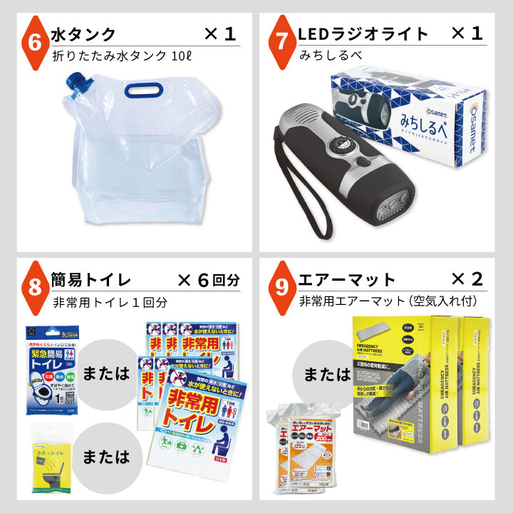 ワンソート 2人用防災セット 19種40点 オサメット付 ATR | Osamet
